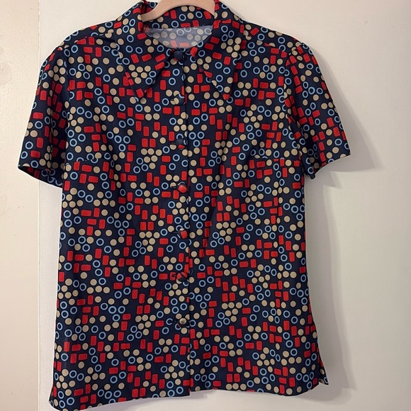 Vintage polyester button up shirt sleeve shirt - Picture 1 of 5
